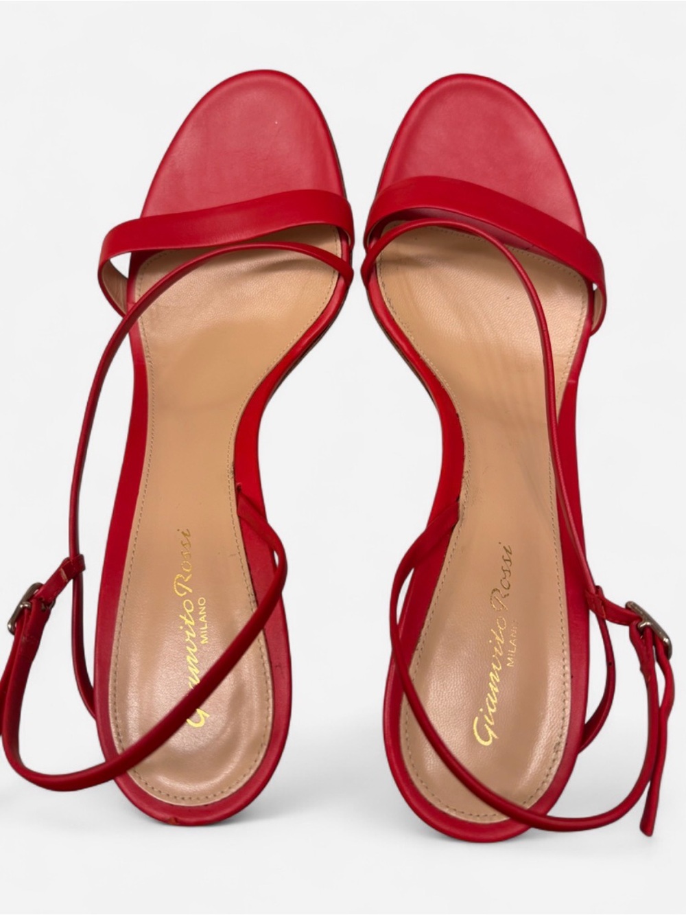 Gianvito Rossi Red Leather Strappy Heels Sandals EU 42